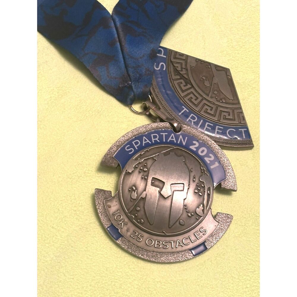 Spartan 2021 Super Finisher Medal w/ Super Trifecta Wedge & Ribbon